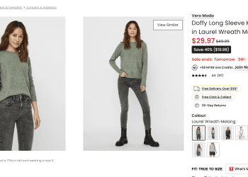 Myer: Vero Moda Doffy Long Sleeve Knit Jumper in Laurel Wreath Melang – 40% Off, $29.97